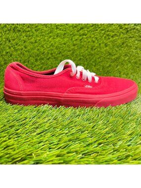 Vans Authentic Low Womens Size 8 Red White Athletic Skate Walking Shoes Sneakers
